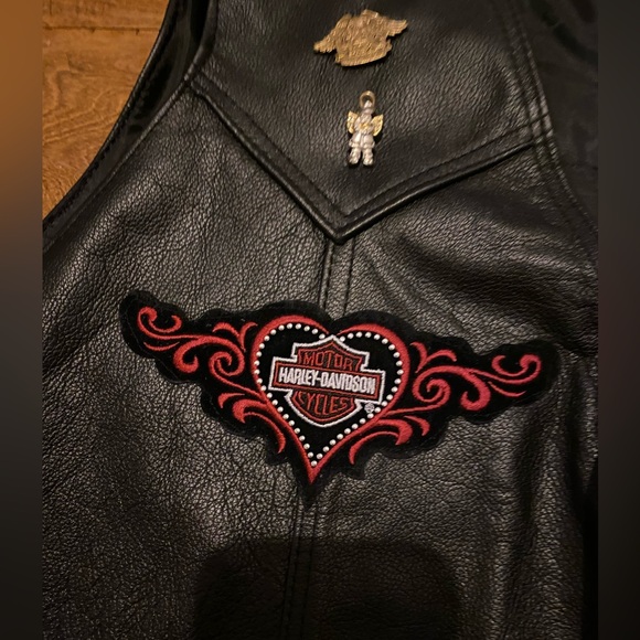 Women’s Genuine Leather Vest with Harley Davidson patches XL Biker Motorcycle - Picture 6 of 13
